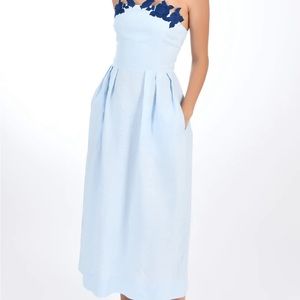 Fanm mon midi off shoulder blue dress